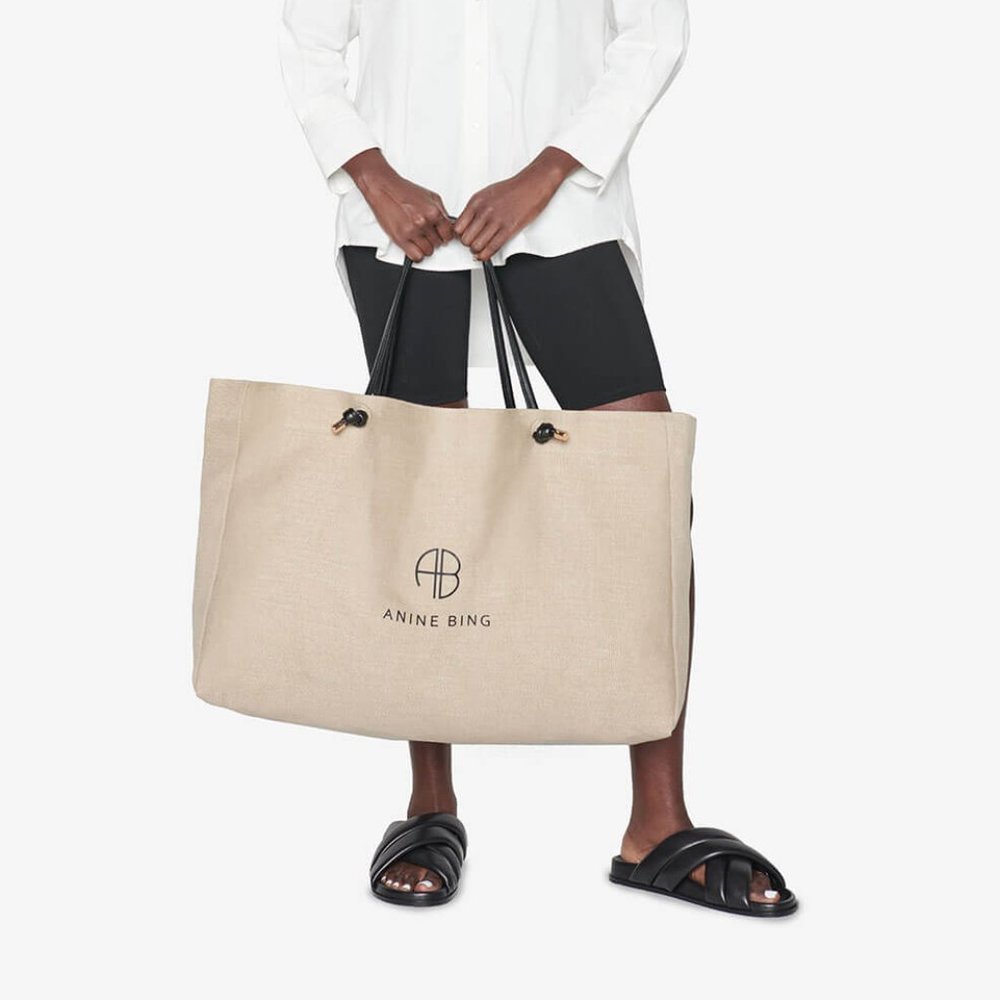 ANINE BING - LARGE SAFFRON TOTE Brown